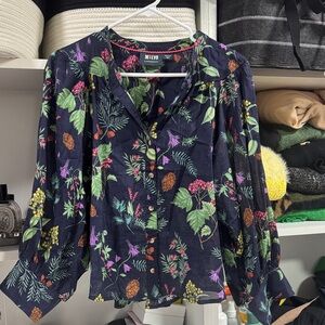 Anthropologie Black Floral Blouse